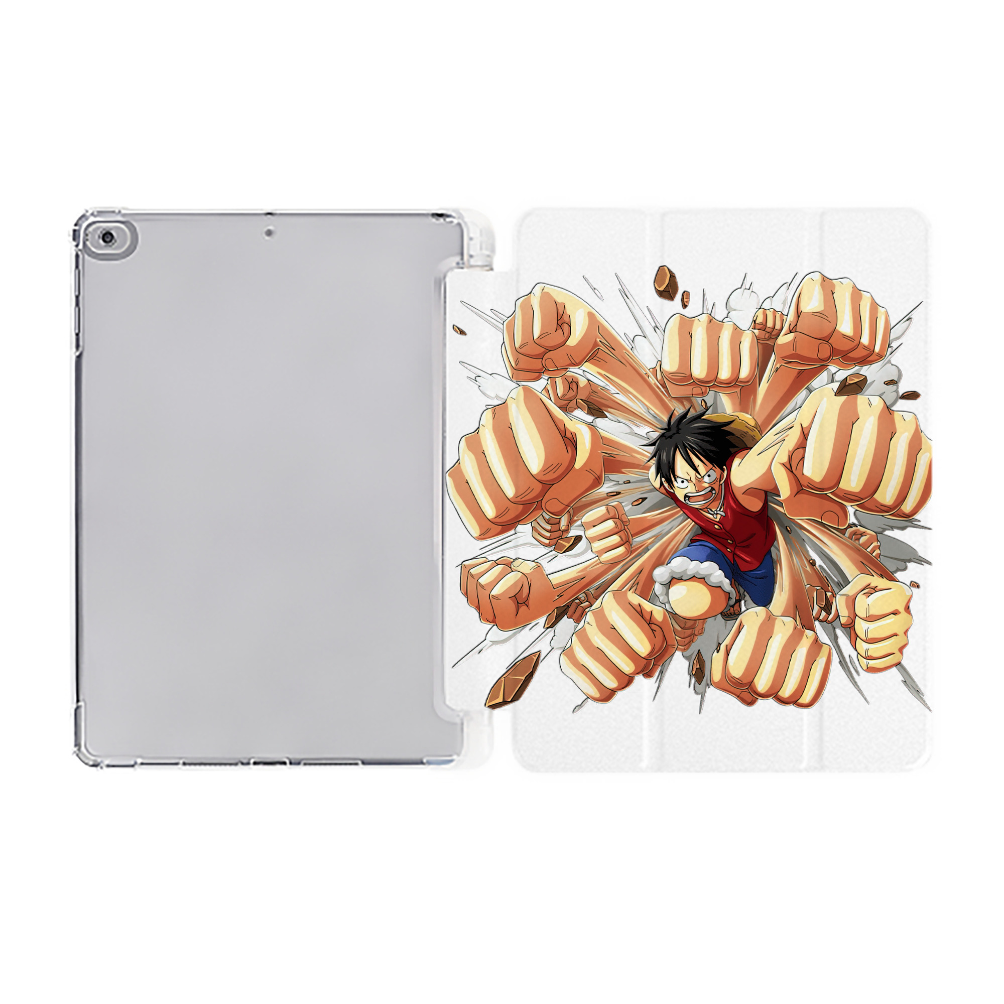 （画像用） ワンピース モンキー・D・ルフィ ONE PIECE Monkey D. Luffy IPad ケース ペン収納付き 三つ折りスタンド PUレザー×シリコン 対応機種9.5/10.5/10.9インチ